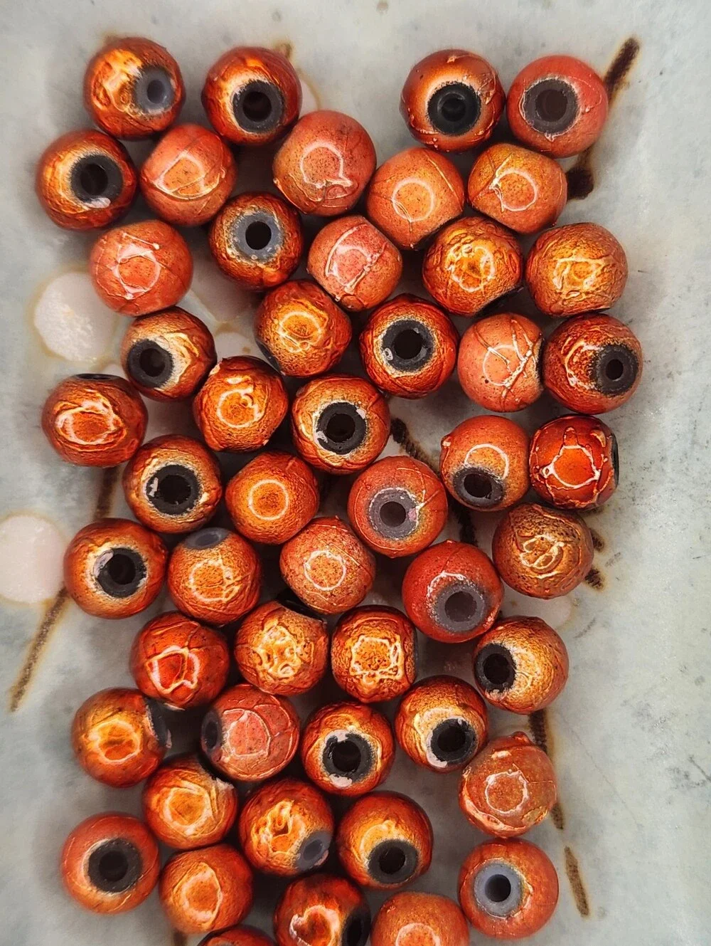 Vibrant Red Spectra Crackle Foil Metallic Beads 6mm 50 Pcs Rare #152